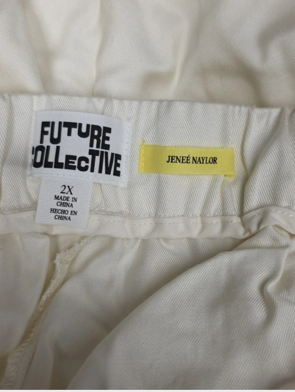 future Collective Women's Mid-rise Sarong Wide Leg Pants With Jenee Cream 2X